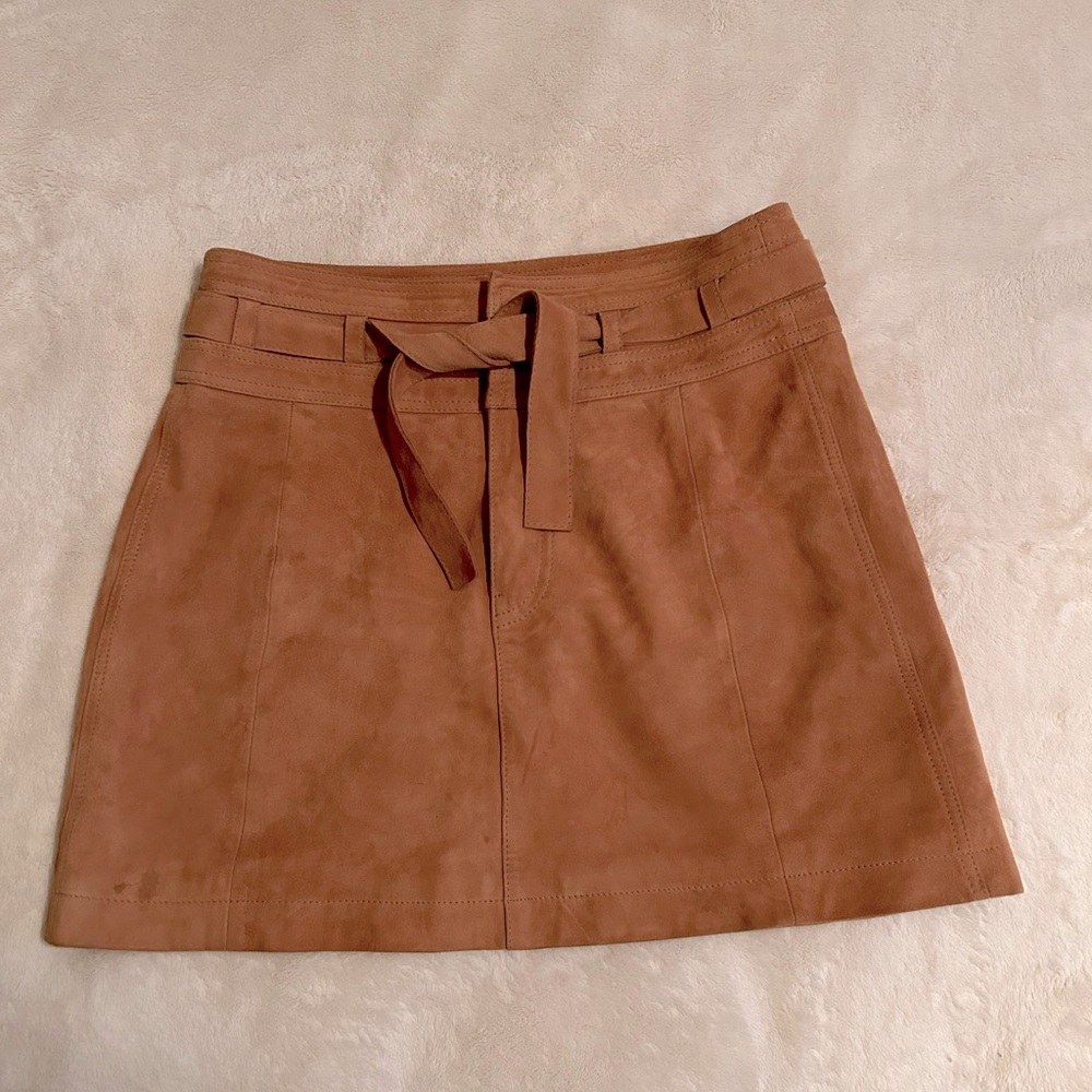 FREE PEOPLE 100% GOAT LEATHER MINI SKIRT SIZE 4 BROWN